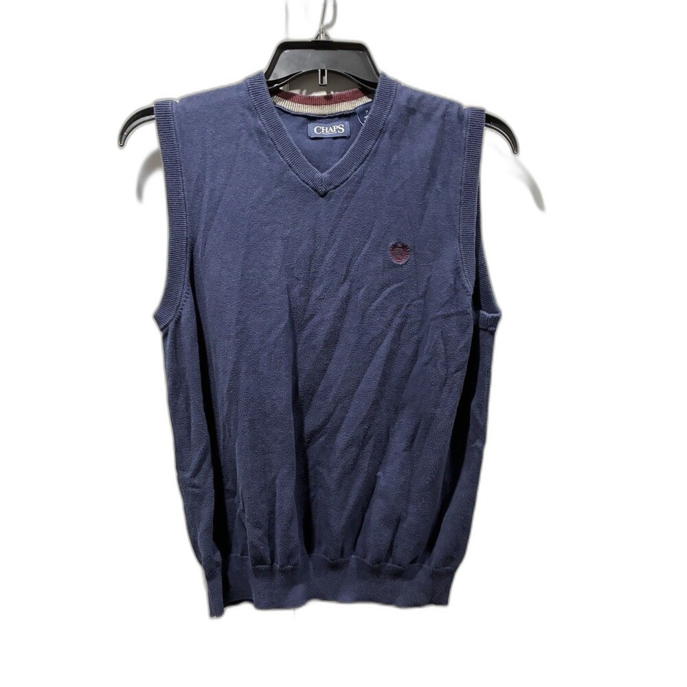 Chaps Ralph Lauren Navy Cotton Sweater Vest Mens Medium V Neck